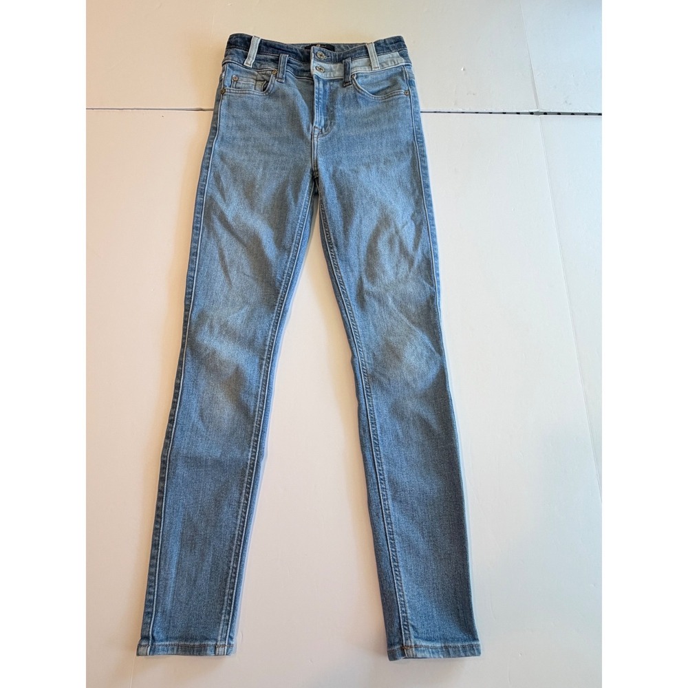 7 For All Mankind Double Waistband Skinny Jeans Blue Denim‎ Size 26 High Rise